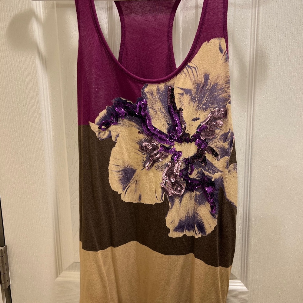 Express Color Block Flower Detail Tank Top
